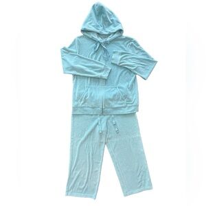 NY&CO VTG Y2K aqua two piece cropped terry cloth tracksuit  HONG KONG SZ MED/LG